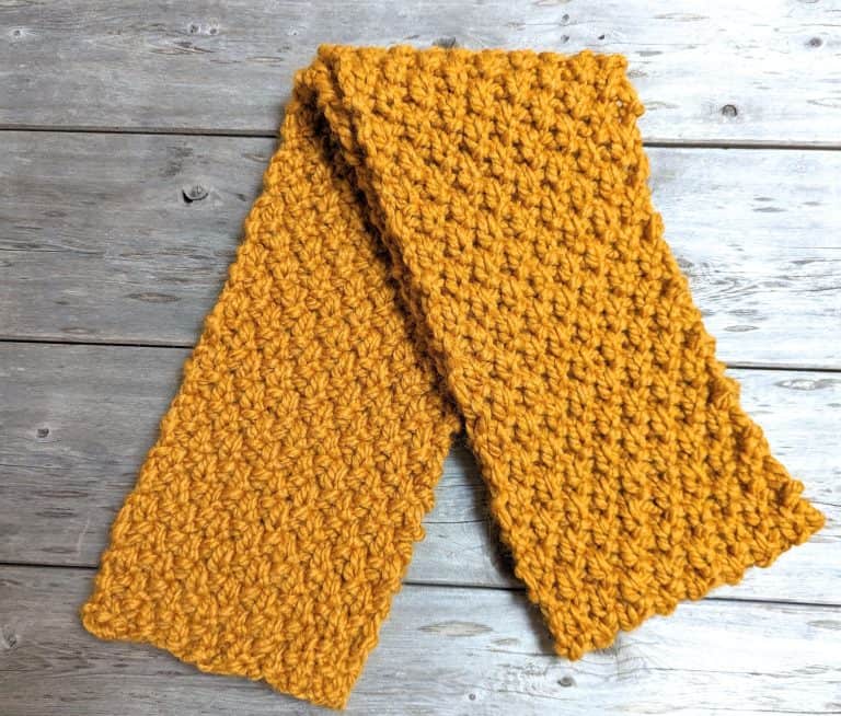 mustard yellow chunky knit scarf pattern