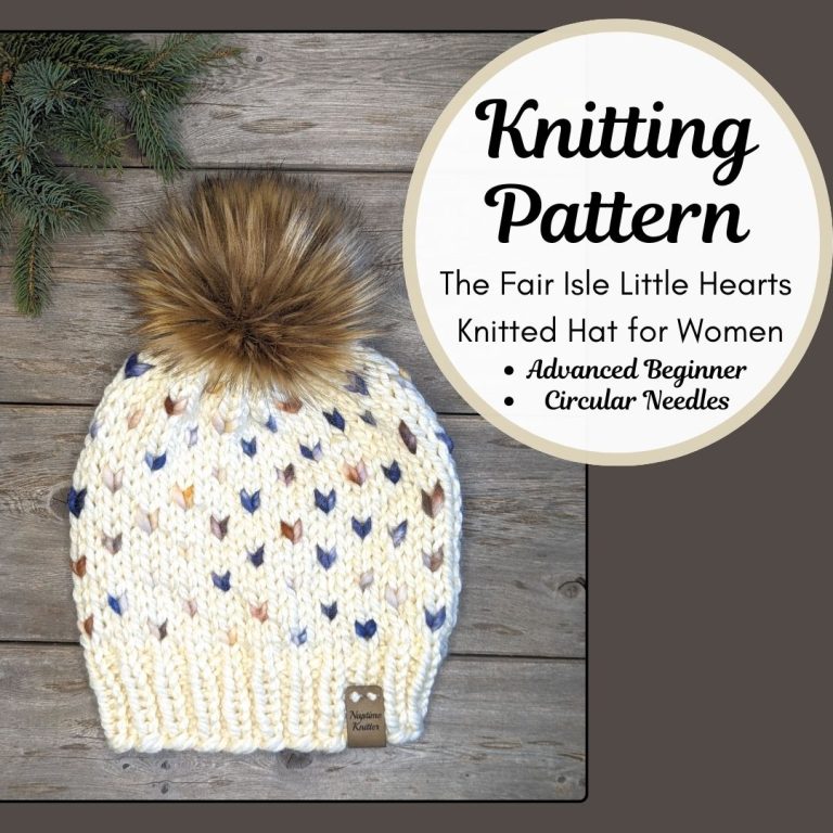 Fair isle little hearts free knitted hat pattern